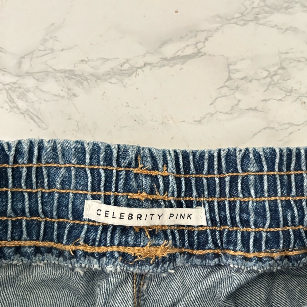 Celebrity Pink Jogger Jeans Womens S Blue Denim Distressed Elastic Waist - Picture 5 of 6
